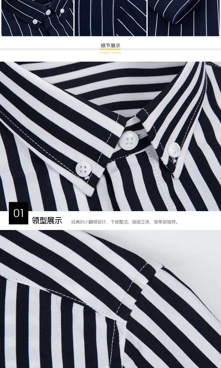 Brand New Men Shirt Male Dress Shirts Striped Men's Casual Long Sleeve Business Formal Plaid Shirt camisa social