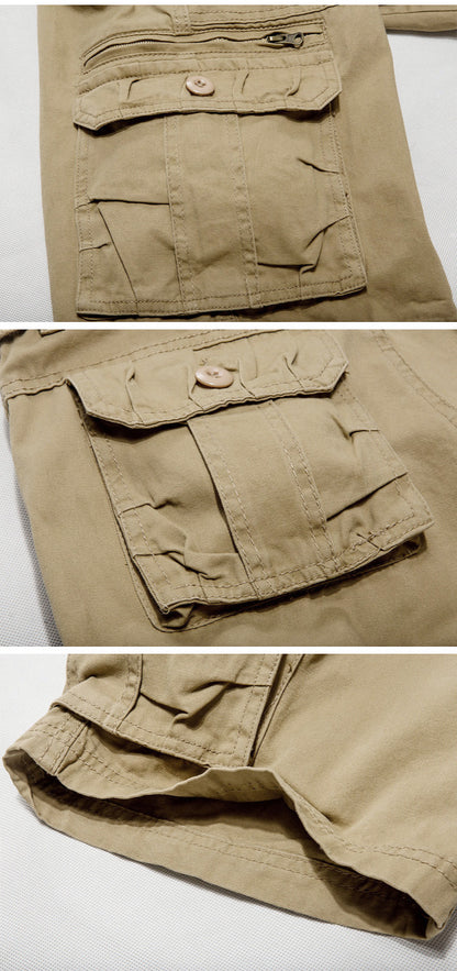 Men's Military Cargo Shorts Summer army green Cotton Shorts men Loose Multi-Pocket Shorts Homme Casual Bermuda Trousers 40