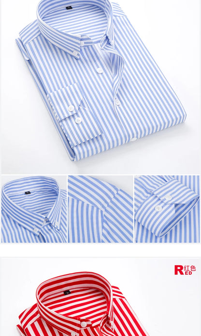 Brand New Men Shirt Male Dress Shirts Striped Men's Casual Long Sleeve Business Formal Plaid Shirt camisa social