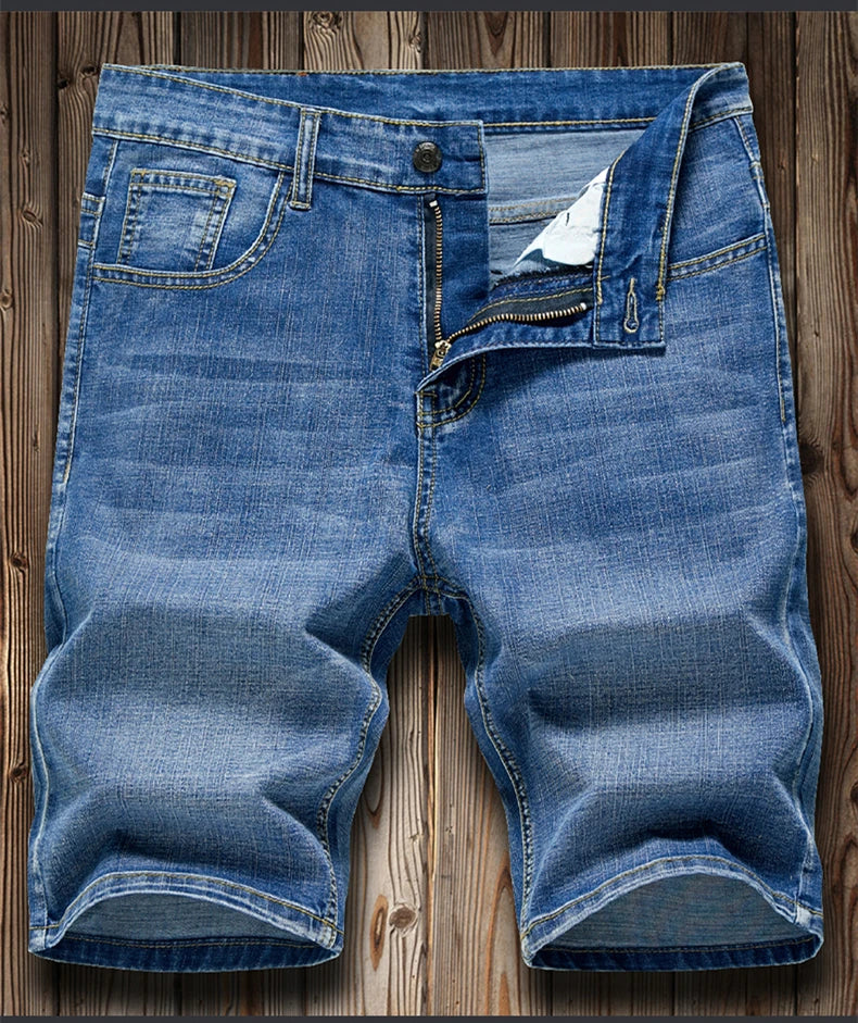 2025 Summer Men's Slim Denim Shorts Business Casual Fashion Loose Stretch All-Match Jeans Male High-End Brand Five-Point Pants