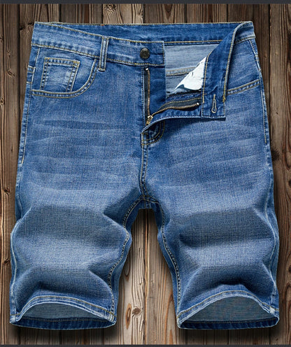 2025 Summer Men's Slim Denim Shorts Business Casual Fashion Loose Stretch All-Match Jeans Male High-End Brand Five-Point Pants
