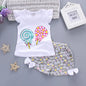2024 New Summer Baby Clothes Sets Lollipop Print Sleeveless T-shirts and Shorts 2pcs Newborn Infant Girls Clothing Suits Outfits