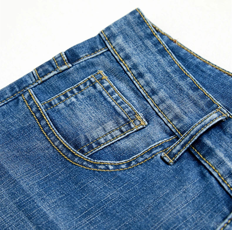 2025 Summer Men's Slim Denim Shorts Business Casual Fashion Loose Stretch All-Match Jeans Male High-End Brand Five-Point Pants