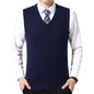 HOT SALES! Men Casual Winter Solid Color V Neck Sleeveless Knitted Woolen Plus Size Vest Knitted Woolen Vest Men Suit Vest