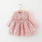 Spring Autumn Toddler Girl Clothes Korean Fashion Doll Collar Long Sleeve Lace Baby 1st Birthday Dresses Princess Dress BC050
