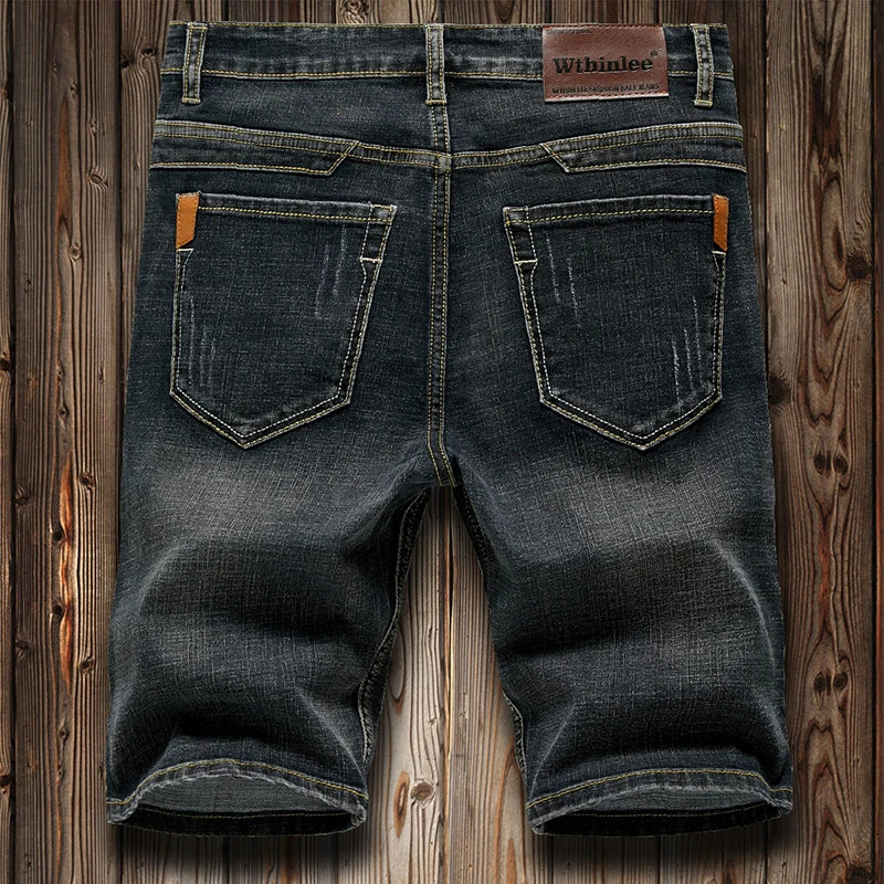 2025 Summer Men's Slim Denim Shorts Business Casual Fashion Loose Stretch All-Match Jeans Male High-End Brand Five-Point Pants