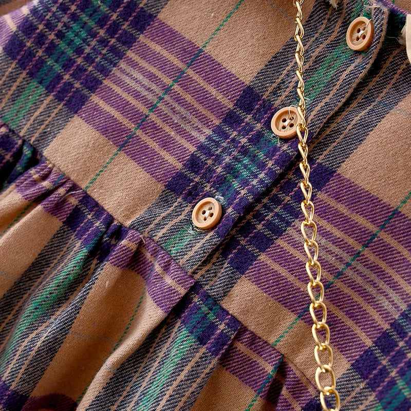 2025 Fall Newborn Baby Girl Dress Clothes Toddler Girls Princess Plaid Birthday Dresses For Infant Baby Clothing 0-2y Vestidos