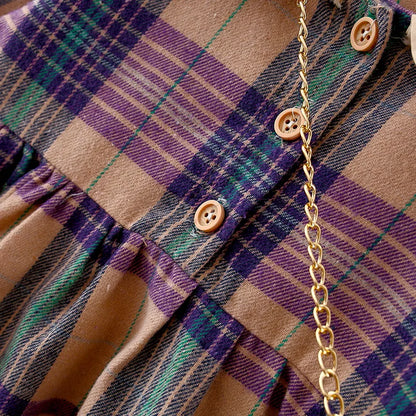 2025 Fall Newborn Baby Girl Dress Clothes Toddler Girls Princess Plaid Birthday Dresses For Infant Baby Clothing 0-2y Vestidos