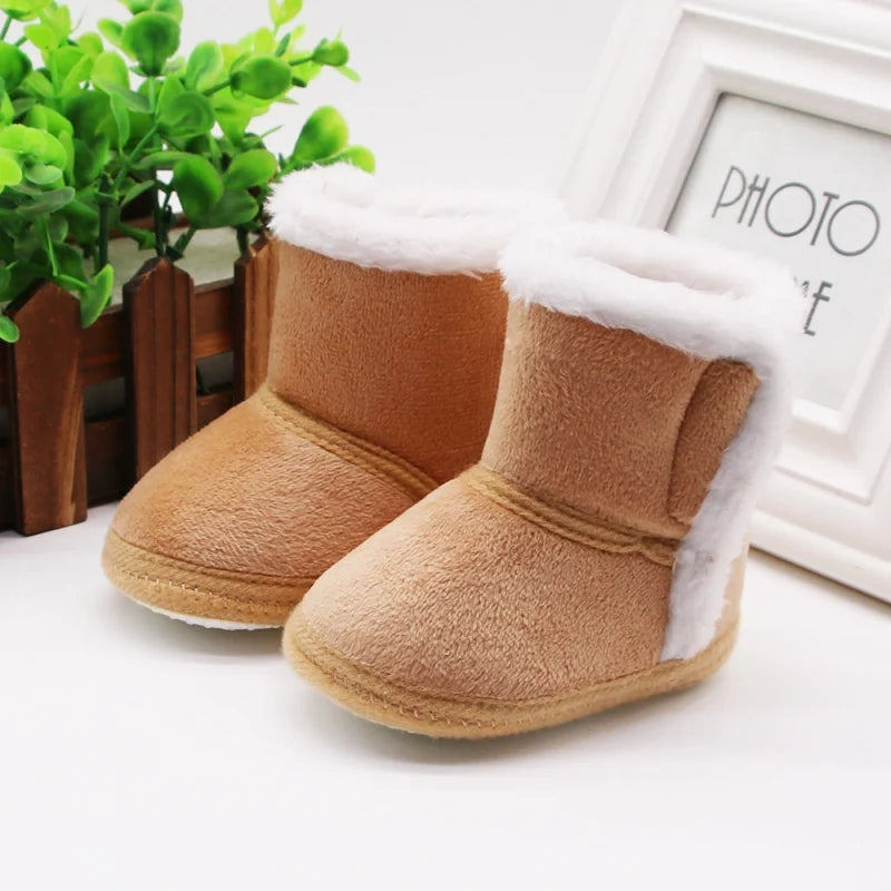 Winter Baby Kids Non-slip Soft Sole Moccasin Boots Boys Girls Suede Leather Crib Shoes 0-18M