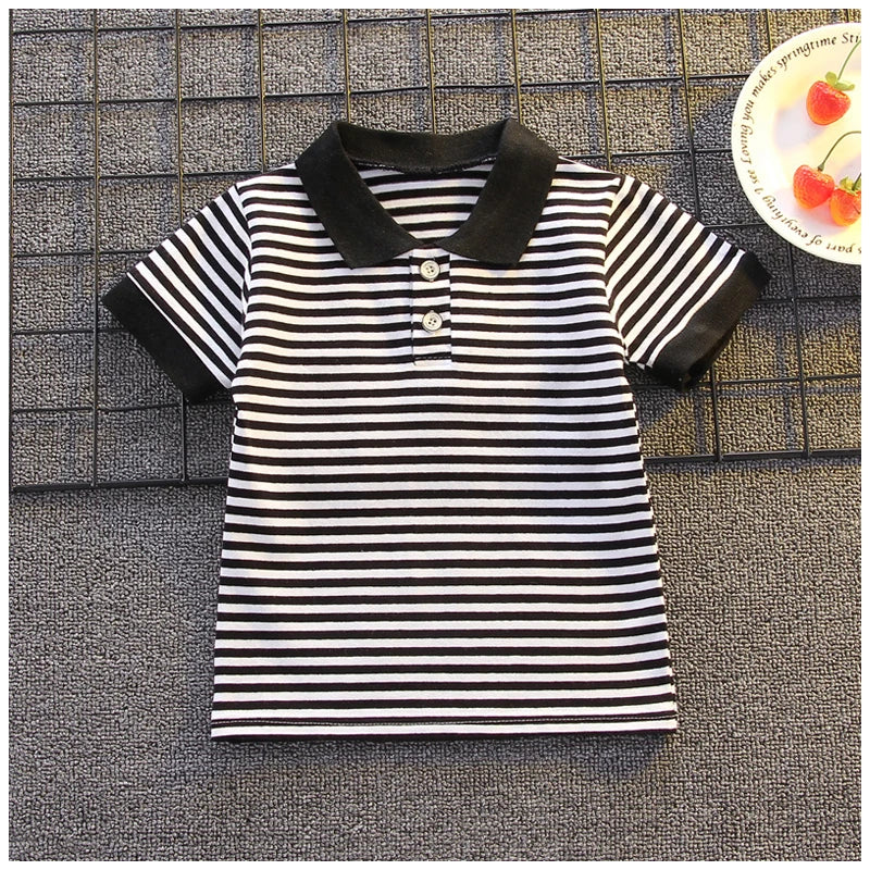 Summer Short Sleeve Clothes Baby Clothing Sets Kids Striped Polo-shirt + Shorts Outfits Toddler Infant Boys Casual Wear