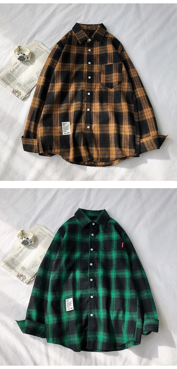 New Spring Long Sleeve Red Black Plaid Shirt Men Slim Fit Cotton Casual Shirts Men Clothing Coat Fashion Brand M-3XL