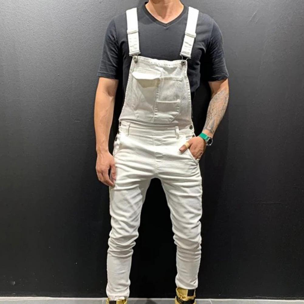 Summer New Men's Distressed Denim Carpenter Overalls Bib Jumpsuits Motos Biker Jean Long Harajuku Rompers Streetwear Plus Size
