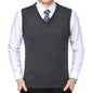 HOT SALES! Men Casual Winter Solid Color V Neck Sleeveless Knitted Woolen Plus Size Vest Knitted Woolen Vest Men Suit Vest