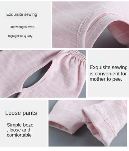 Newborn Baby Pants with Open Crotch Cotton Spring Autumn Trouser Boys Children Leggings Cute Girls Pajamas Toddler Clothes 0-24M