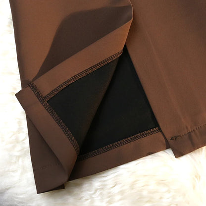 Fashion Elegant Formal Skirts Women Autumn New High Waist Drape Suit Long Brown Skirt Zipper Female