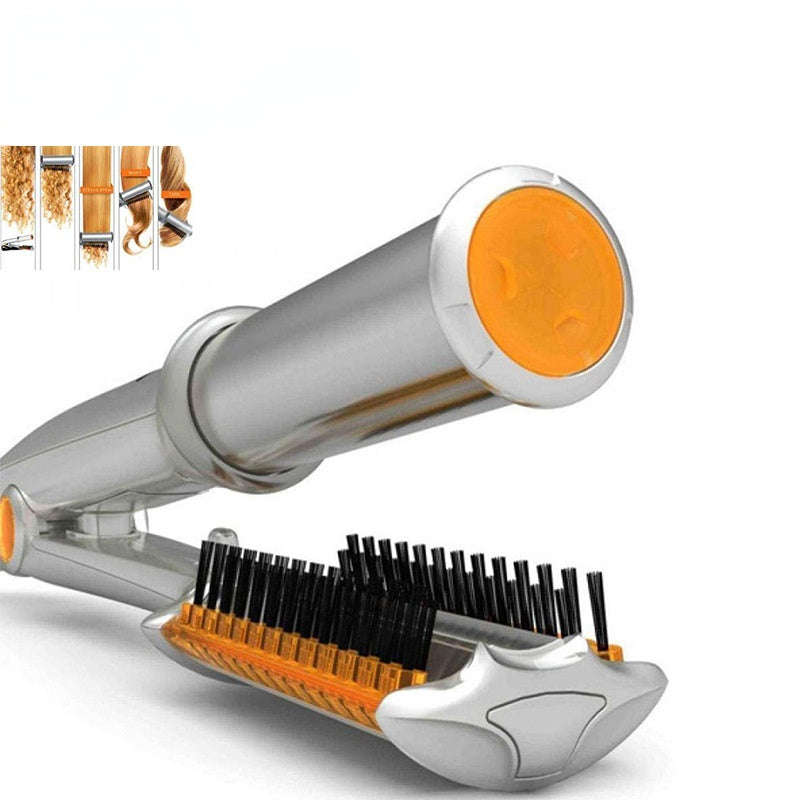 Professional Hairs Curler Straighter Rotating Hair Brush Curler Styler Hair Styling Tools Curling Iron Straighten Brush 2 In 1