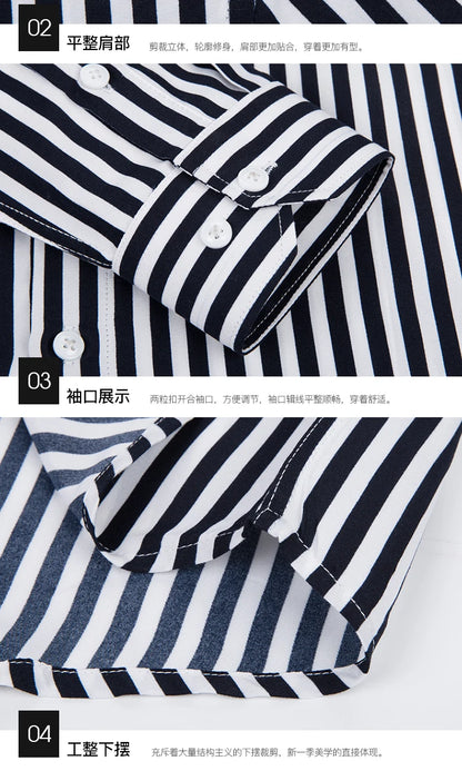 Brand New Men Shirt Male Dress Shirts Striped Men's Casual Long Sleeve Business Formal Plaid Shirt camisa social