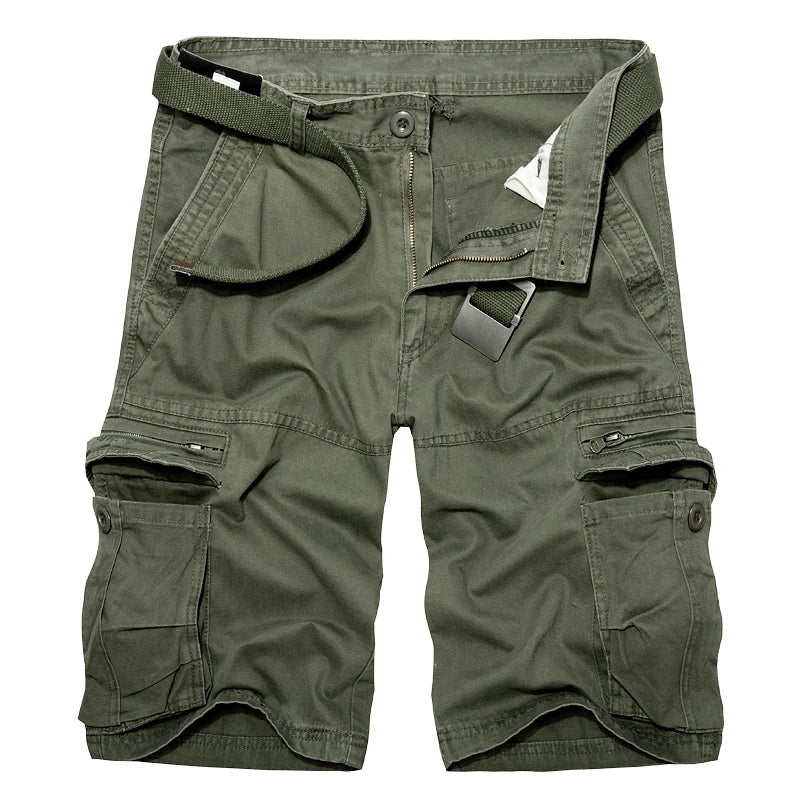 Men's Military Cargo Shorts Summer army green Cotton Shorts men Loose Multi-Pocket Shorts Homme Casual Bermuda Trousers 40
