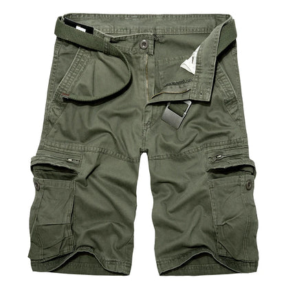 Men's Military Cargo Shorts Summer army green Cotton Shorts men Loose Multi-Pocket Shorts Homme Casual Bermuda Trousers 40