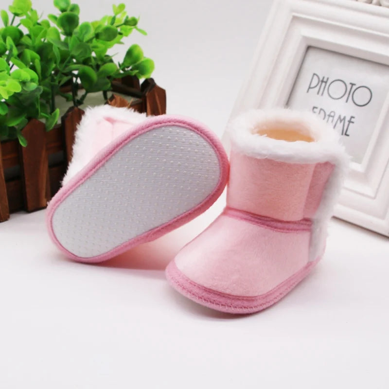 Winter Baby Kids Non-slip Soft Sole Moccasin Boots Boys Girls Suede Leather Crib Shoes 0-18M