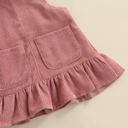 Infant Baby Girls Suit Spring Autumn Long Sleeve Floral Printed Romper Tops Solid Color Ruffled Dress 2pcs sets 0-18M