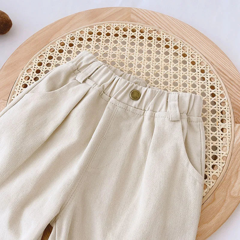 MILANCEL 2025 Spring Autumn Solid Kids Boys Straight Pants Fashion Children Clothing Trousers Brief Jeans for 1-6 Years