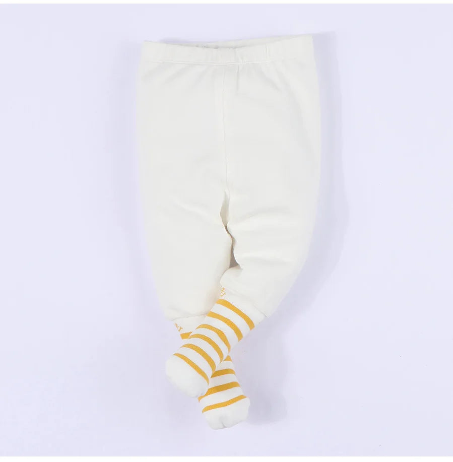 Baby footed pants newborn baby girl boy leggings long trousers  0-6-12months kid lycry cotton sleepwear trousers pyjamas pants