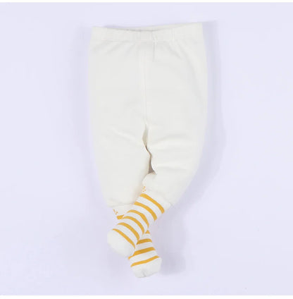 Baby footed pants newborn baby girl boy leggings long trousers  0-6-12months kid lycry cotton sleepwear trousers pyjamas pants