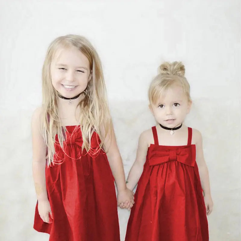 Newborn Baby Girls Toddler Kid Summer Sundress Solid Color Sleeveless Bowknot Short Mini Dress Sunsuit Dress