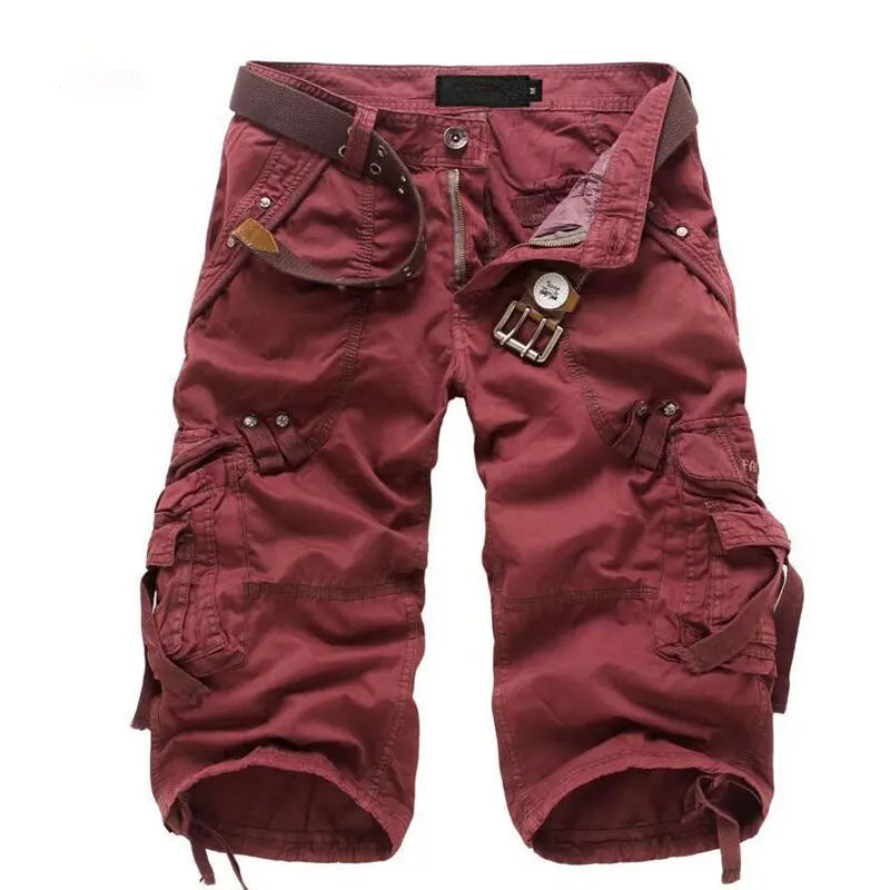 New Summer Casual Shorts Mens Straight Solid Sports Shorts Men Joggers Cargo Shorts Fashion Cotton Knee Length Sweatpants Man