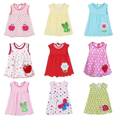 0-24M Newborn Cotton Flower Dresses, Baby Girls Summer Multi Pattern Clothes