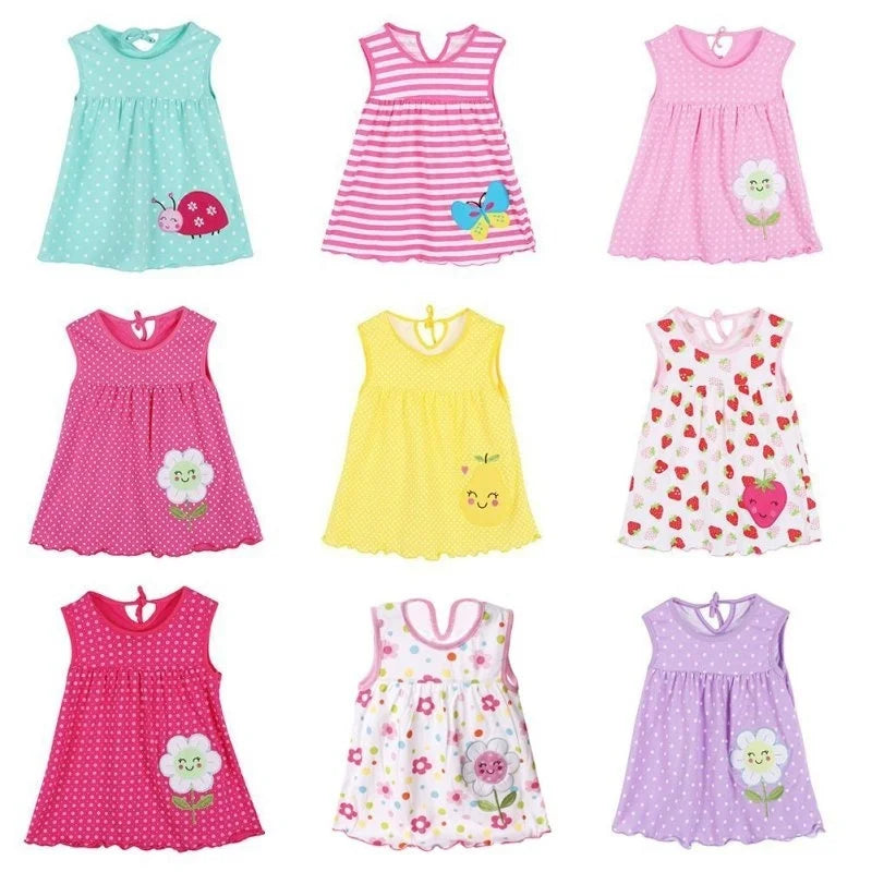 0-24M Newborn Cotton Flower Dresses, Baby Girls Summer Multi Pattern Clothes