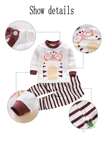 Spring Autumn New Baby Clothing Set Cartoon Cotton Baby Boys Clothing Girls Suit Set 0-3 Year Baby Clothes
