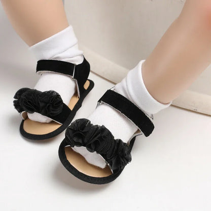 Pretty Newborn Kid Baby Girl Flower Lace Sandals Clogs Flat Shoes Summer Casual Crib Shoes First Pre walker 0-18M