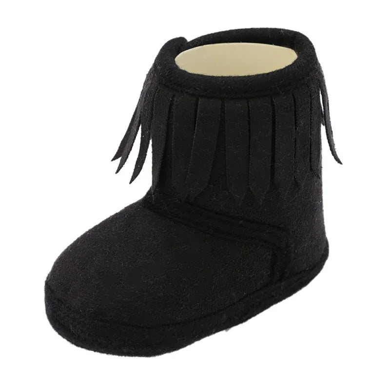 Winter 0-18M Newborn Baby Fringe Boots Girl Newborn Solid Color Tassel Soft Bottom New Cotton Warm Boots