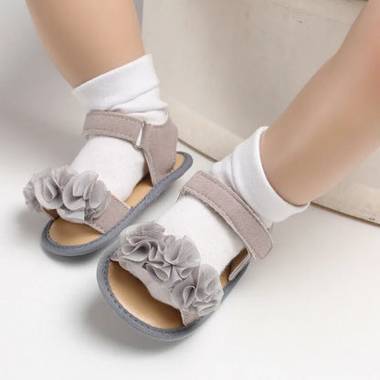 Pretty Newborn Kid Baby Girl Flower Lace Sandals Clogs Flat Shoes Summer Casual Crib Shoes First Pre walker 0-18M