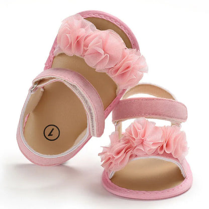Pretty Newborn Kid Baby Girl Flower Lace Sandals Clogs Flat Shoes Summer Casual Crib Shoes First Pre walker 0-18M
