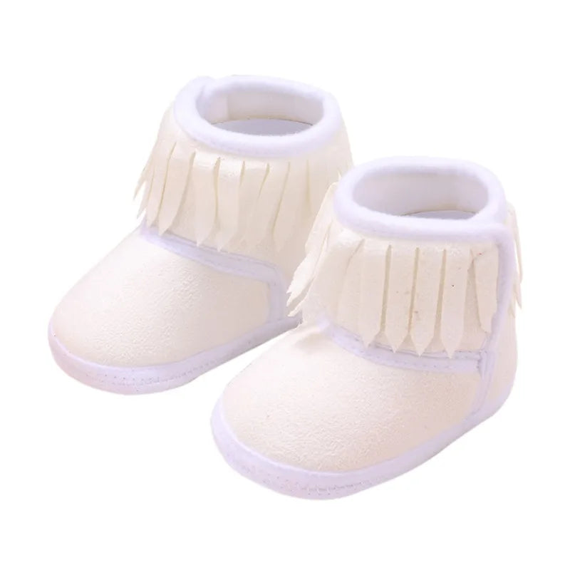 Winter 0-18M Newborn Baby Fringe Boots Girl Newborn Solid Color Tassel Soft Bottom New Cotton Warm Boots