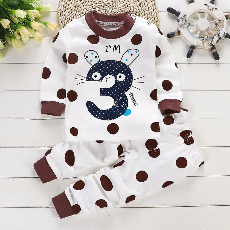 Spring Autumn New Baby Clothing Set Cartoon Cotton Baby Boys Clothing Girls Suit Set 0-3 Year Baby Clothes