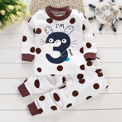 Spring Autumn New Baby Clothing Set Cartoon Cotton Baby Boys Clothing Girls Suit Set 0-3 Year Baby Clothes