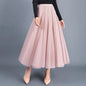 OHRYIYIE Beige Maxi Long Skirt Spring Autumn Women's 2025 New Summer Tulle Skirt Party Mesh A-line Skirts Female Juppe Longue