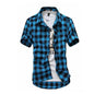 Red And Black Plaid Shirt Men Shirts 2025 New Summer Fashion Chemise Homme Men's Checkered Shirts Short Sleeve Shirt Men