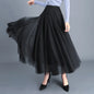OHRYIYIE Beige Maxi Long Skirt Spring Autumn Women's 2025 New Summer Tulle Skirt Party Mesh A-line Skirts Female Juppe Longue