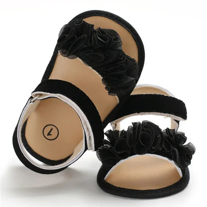 Pretty Newborn Kid Baby Girl Flower Lace Sandals Clogs Flat Shoes Summer Casual Crib Shoes First Pre walker 0-18M