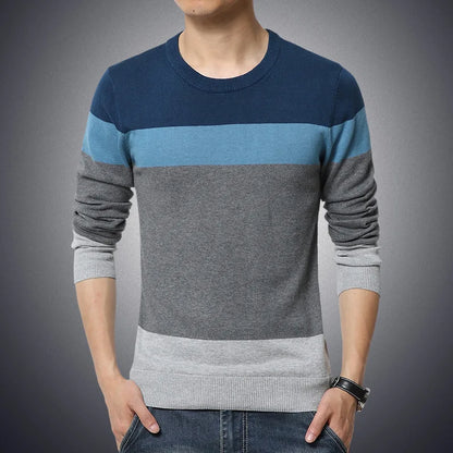 2025 Autumn Casual Men's Sweater O-Neck Striped Slim Fit Knitwear Men's Sweaters Pullovers Pullover Men Pull Homme M-4XL