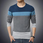 2025 Autumn Casual Men's Sweater O-Neck Striped Slim Fit Knitwear Men's Sweaters Pullovers Pullover Men Pull Homme M-4XL