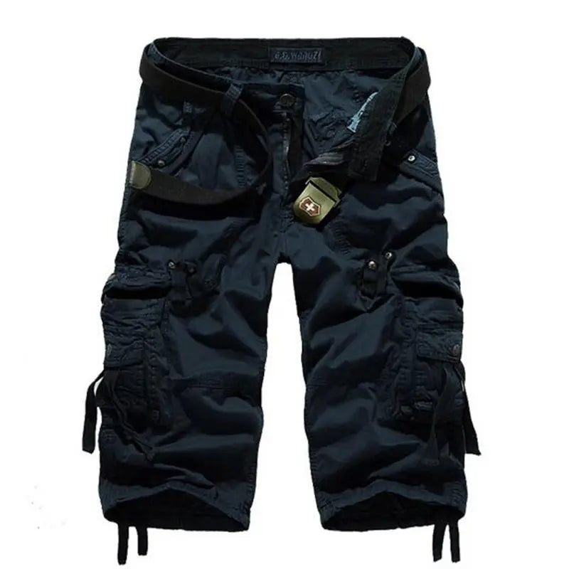 New Summer Casual Shorts Mens Straight Solid Sports Shorts Men Joggers Cargo Shorts Fashion Cotton Knee Length Sweatpants Man