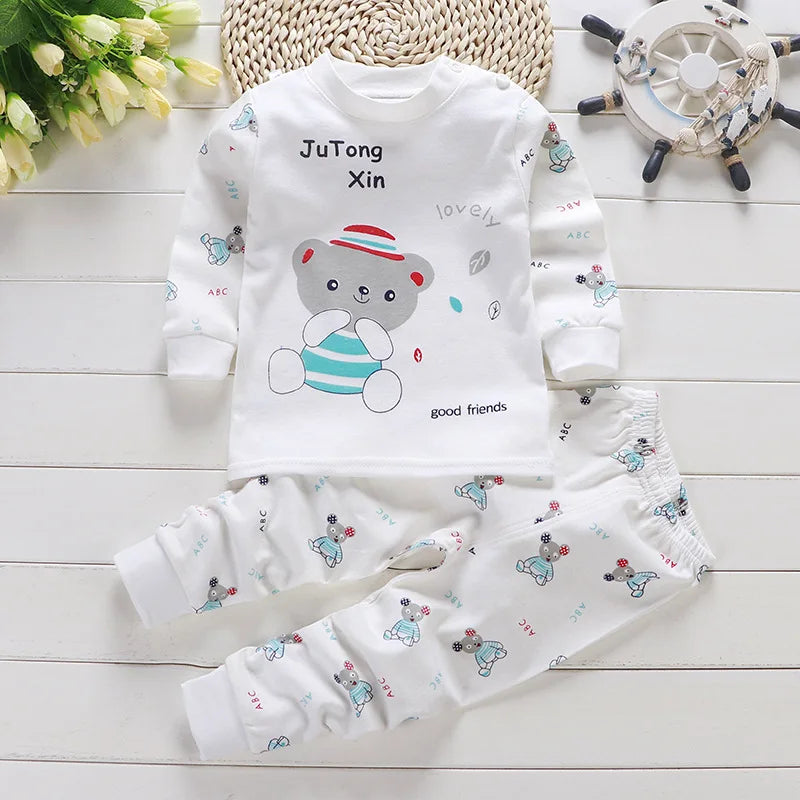 Spring Autumn New Baby Clothing Set Cartoon Cotton Baby Boys Clothing Girls Suit Set 0-3 Year Baby Clothes
