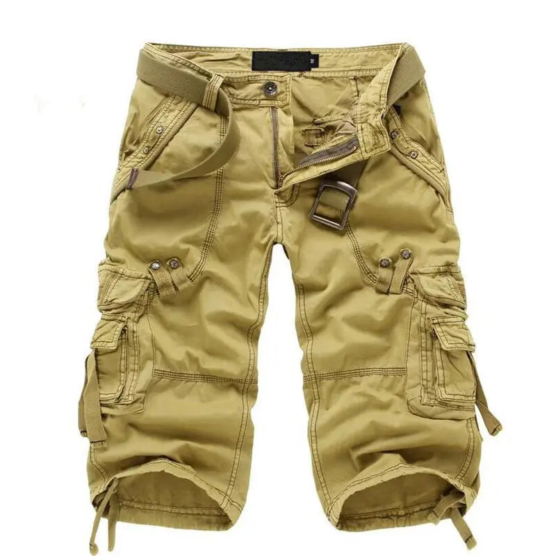 New Summer Casual Shorts Mens Straight Solid Sports Shorts Men Joggers Cargo Shorts Fashion Cotton Knee Length Sweatpants Man