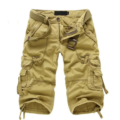 New Summer Casual Shorts Mens Straight Solid Sports Shorts Men Joggers Cargo Shorts Fashion Cotton Knee Length Sweatpants Man